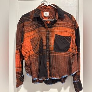 BDG Rust and Ebony Plaid Button-Up
